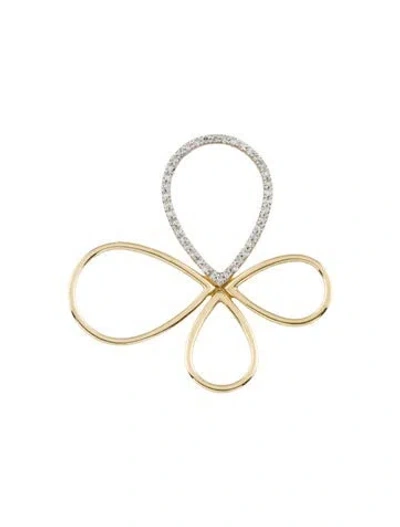 Pre-owned Pendant 14k Diamond Floral , 1.25" In Multi