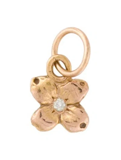 Pre-owned Pendant 14k Diamond Flower , 0.25" In Multi