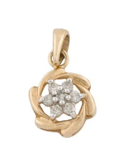 Pre-owned Pendant 14k Diamond Flower , 0.5" In Multi