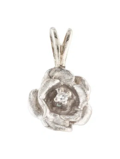 Pre-owned Pendant 14k Diamond Flower , 0.5" In Multi