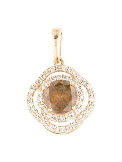 Pre-owned Pendant 14k Diamond Flower , 0.5" In Multi