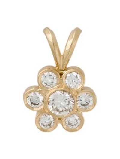 Pre-owned Pendant 14k Diamond Flower , 0.75" In Multi