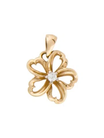 Pre-owned Pendant 14k Diamond Flower , 0.75" In Multi