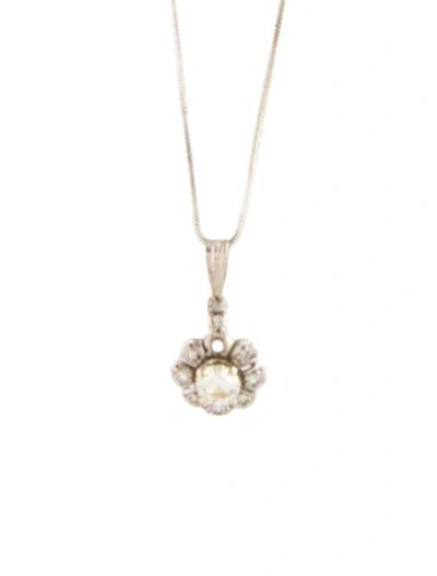 Pre-owned Pendant 14k Diamond Flower  Necklace, 22.75" In Multi