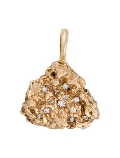 Pre-owned Pendant 14k Diamond Gold Nugget  In Multi