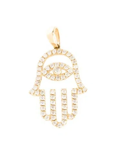 Pre-owned Pendant 14k Diamond Hamsa  In Multi
