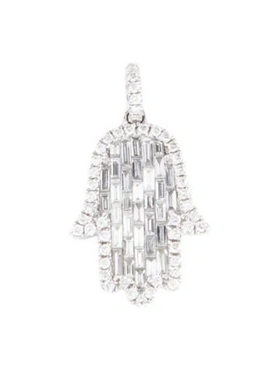 Pre-owned Pendant 14k Diamond Hamsa  In Multi