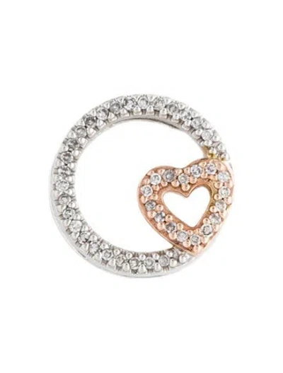 Pre-owned Pendant 14k Diamond Heart Circle  In Multi