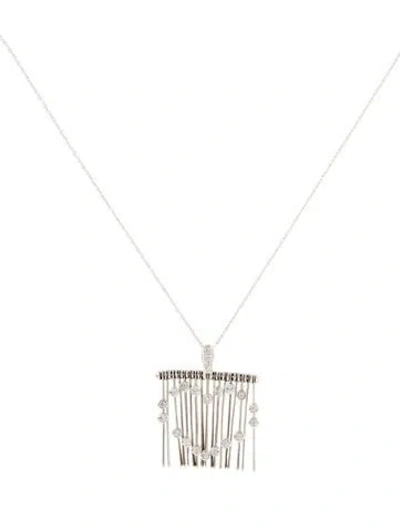 Pre-owned Pendant 14k Diamond Heart Fringe  Necklace, 18" In Multi