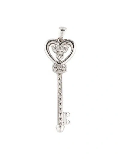 Pre-owned Pendant 14k Diamond Heart Key  In Multi