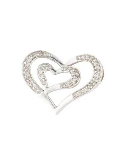 Pre-owned Pendant 14k Diamond Heart , 0.5" In Multi
