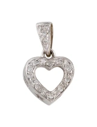 Pre-owned Pendant 14k Diamond Heart , 0.5" In Multi
