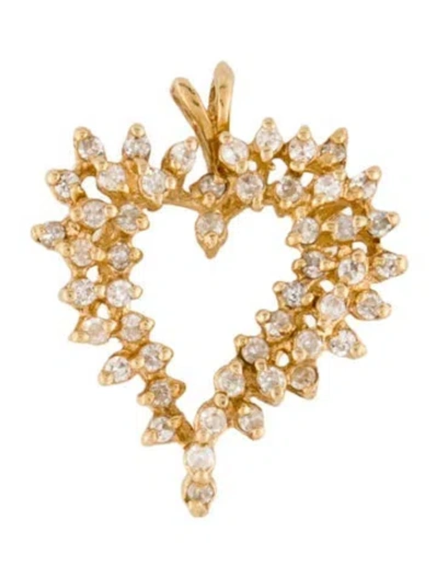 Pre-owned Pendant 14k Diamond Heart , 0.75" In Multi