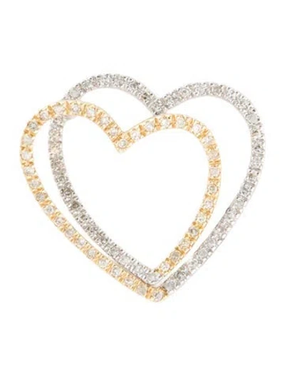 Pre-owned Pendant 14k Diamond Heart , 0.75" In Multi