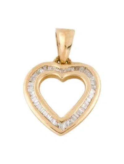 Pre-owned Pendant 14k Diamond Heart , 0.75" In Multi