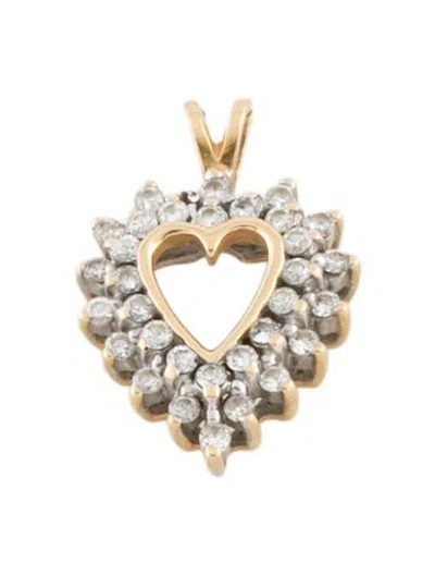 Pre-owned Pendant 14k Diamond Heart , 0.75" In Multi