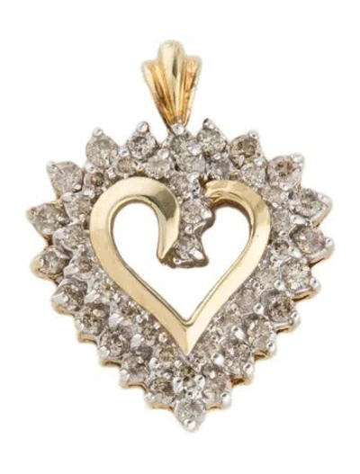 Pre-owned Pendant 14k Diamond Heart , 1" In Multi