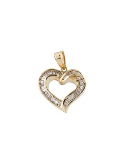 Pre-owned Pendant 14k Diamond Heart , 1" In Multi
