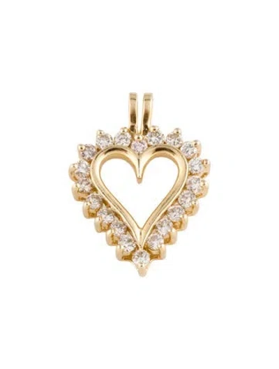 Pre-owned Pendant 14k Diamond Heart , 1" In Multi