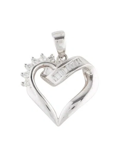 Pre-owned Pendant 14k Diamond Heart , 1" In Multi
