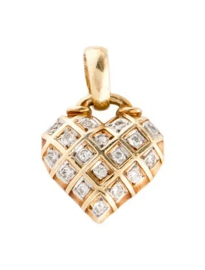 Pre-owned Pendant 14k Diamond Heart , 1" In Multi