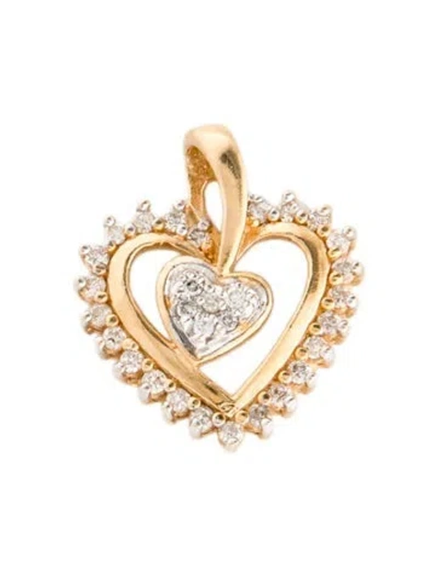 Pre-owned Pendant 14k Diamond Heart , 1" In Multi