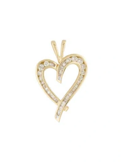 Pre-owned Pendant 14k Diamond Heart , 1.25" In Multi