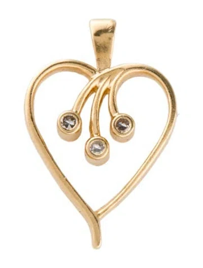 Pre-owned Pendant 14k Diamond Heart  In Multi