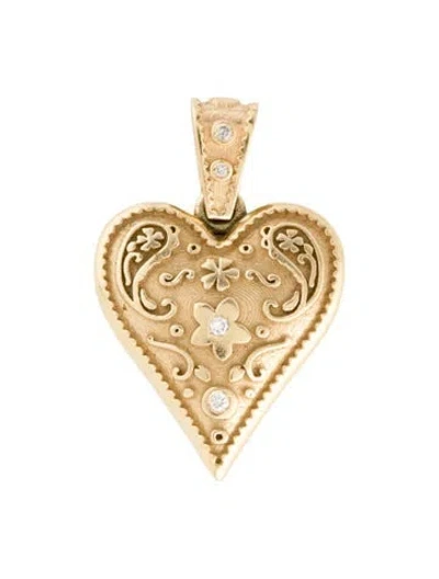 Pre-owned Pendant 14k Diamond Heart  In Multi