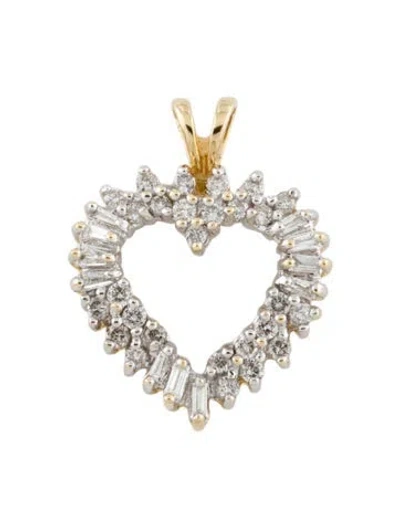 Pre-owned Pendant 14k Diamond Heart  In Multi