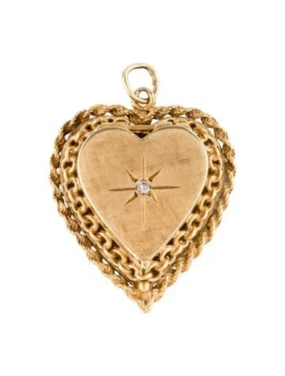 Pre-owned Pendant 14k Diamond Heart  In Multi