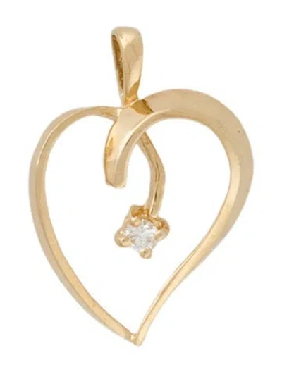 Pre-owned Pendant 14k Diamond Heart  In Multi