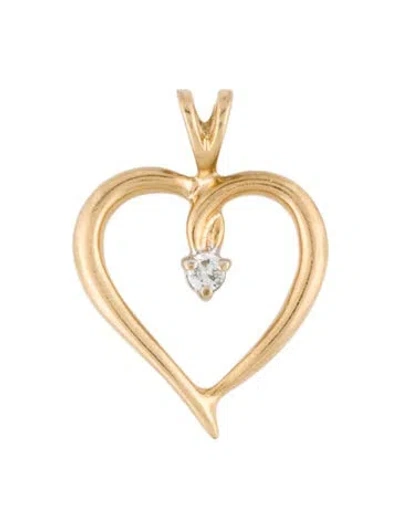 Pre-owned Pendant 14k Diamond Heart  In Multi