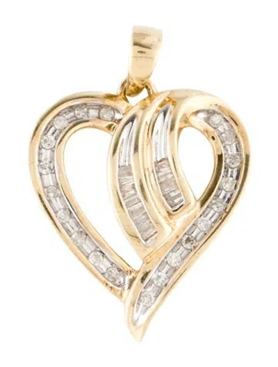 Pre-owned Pendant 14k Diamond Heart  In Multi