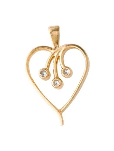 Pre-owned Pendant 14k Diamond Heart  In Multi