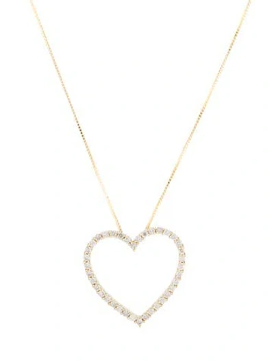 Pre-owned Pendant 14k Diamond Heart  Necklace, 18" In Multi