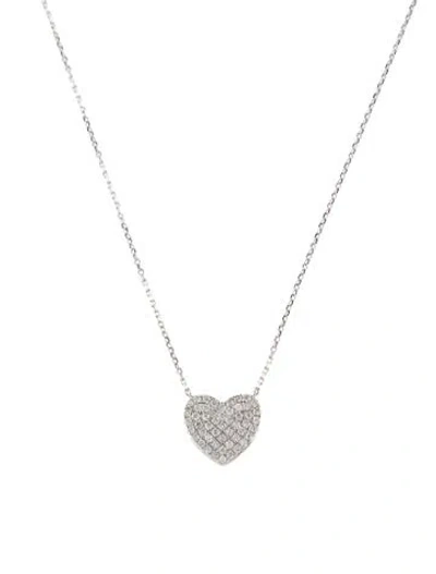Pre-owned Pendant 14k Diamond Heart  Necklace, 18" In Multi