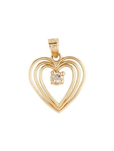 Pre-owned Pendant 14k Diamond Heart  Necklace In Multi