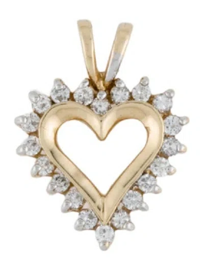 Pre-owned Pendant 14k Diamond Heart Starburst , 0.75" In Multi