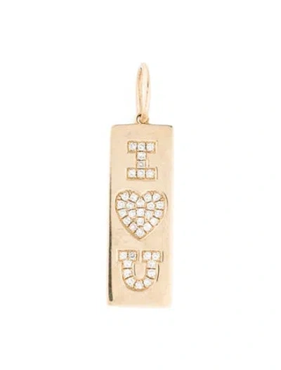 Pre-owned Pendant 14k Diamond 'i Love You' , 1.25" In Multi