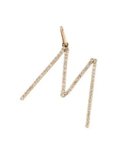 Pre-owned Pendant 14k Diamond Initial 'm' , 1" In Multi