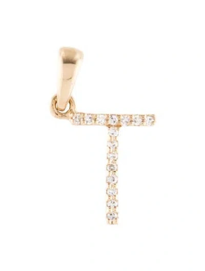 Pre-owned Pendant 14k Diamond Initial 't'  In Multi