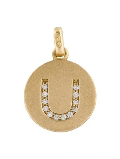 Pre-owned Pendant 14k Diamond Initial 'u'  In Multi