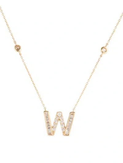 Pre-owned Pendant 14k Diamond Initial 'w'  Necklace, 16" In Multi