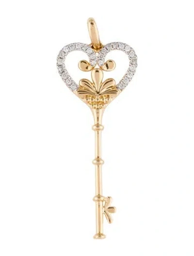 Pre-owned Pendant 14k Diamond Key  In Multi