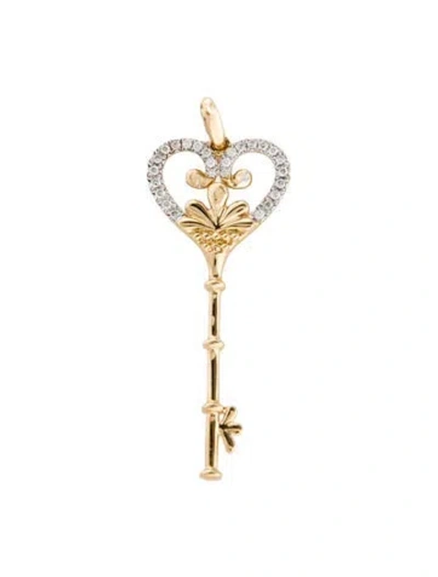 Pre-owned Pendant 14k Diamond Key  In Multi