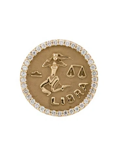 Pre-owned Pendant 14k Diamond 'libra' Zodiac  In Multi