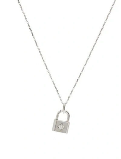 Pre-owned Pendant 14k Diamond Lock  Necklace, 17" In Multi