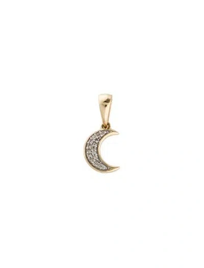 Pre-owned Pendant 14k Diamond Moon Charm , 5" In Multi