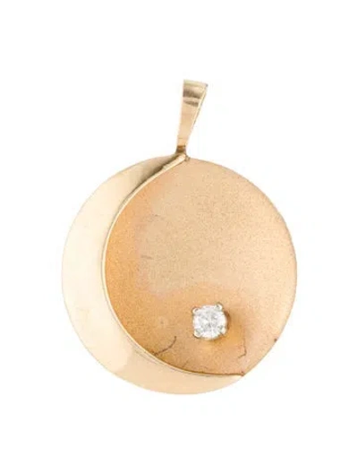 Pre-owned Pendant 14k Diamond Moon , 1" In Multi